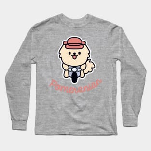 Pomeranian Dog Vintage Biker Dog Owner Retro Funny Dog Long Sleeve T-Shirt